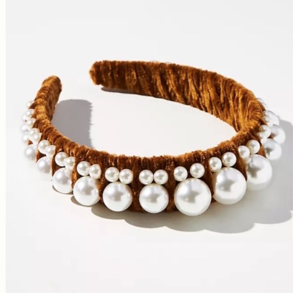 Anthropologie Embellished Velvet Headband New With Tag